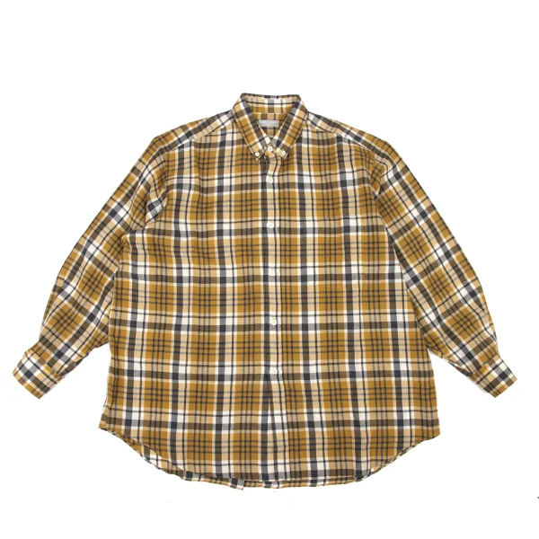 COMME des GARCONS HOMME Wool Check Button-Down Shirt Yellow,Grey M-L K-174381_001