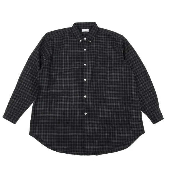 COMME des GARCONS HOMME Wool Blend Check Button-Down Shirt Black,Grey M-L K-174383_001