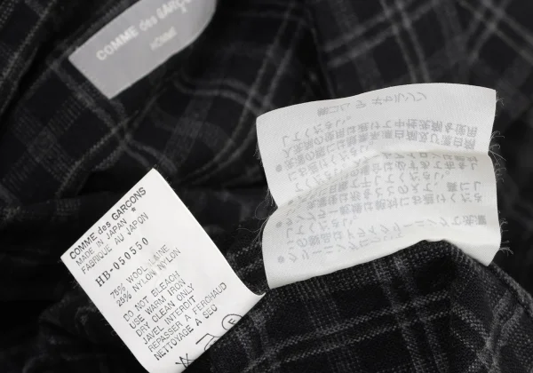COMME des GARCONS HOMME Wool Blend Check Button-Down Shirt K-174383_012
