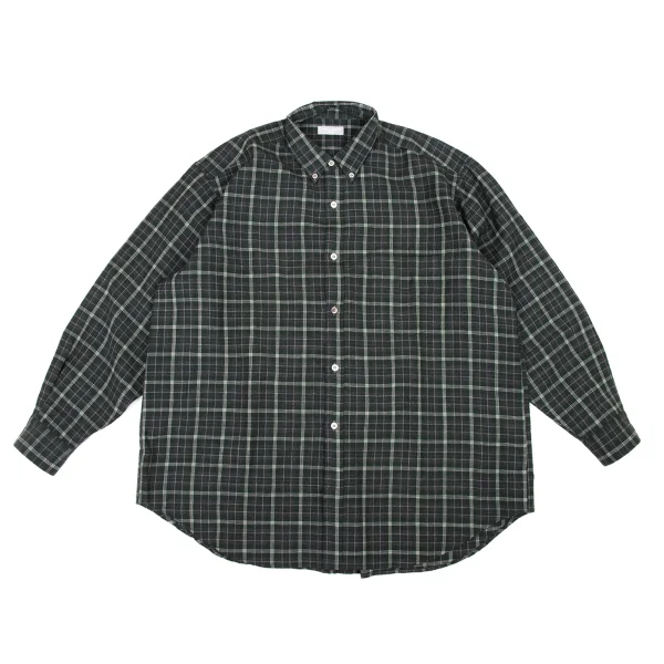 COMME des GARCONS HOMME Wool Check Button-Down Shirt Grey,Green M-L K-174384_001