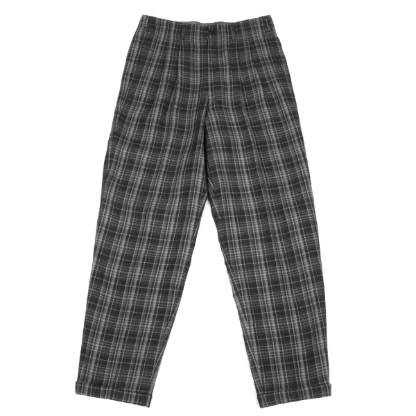 COMME des GARCONS HOMME Linen Check Two Tuck Pants Grey,Green L K-174397_001