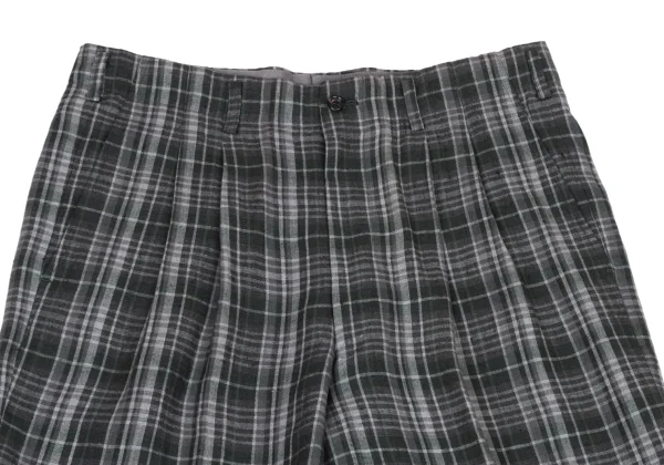 COMME des GARCONS HOMME Linen Check Two Tuck Pants K-174397_002