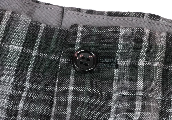 COMME des GARCONS HOMME Linen Check Two Tuck Pants K-174397_003