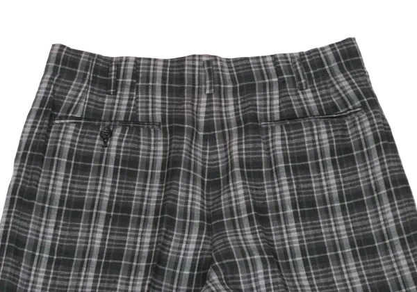 COMME des GARCONS HOMME Linen Check Two Tuck Pants K-174397_010