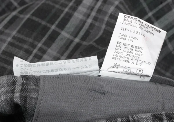 COMME des GARCONS HOMME Linen Check Two Tuck Pants K-174397_012