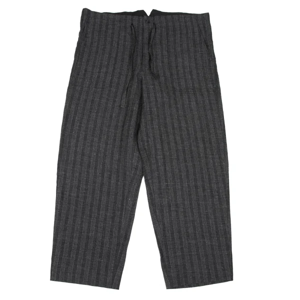 COMME des GARCONS HOMME Drawstring Waist Linen Stripe Pants Grey M K-174398_001