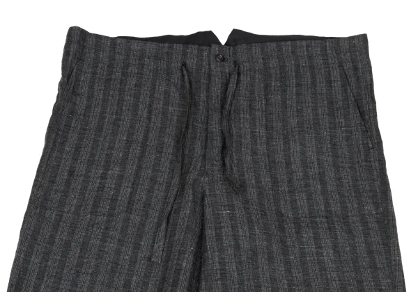 COMME des GARCONS HOMME Drawstring Waist Linen Stripe Pants K-174398_002
