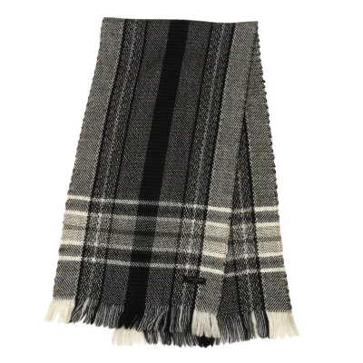 COMME des GARCONS HOMME Checked Fringe Scarf