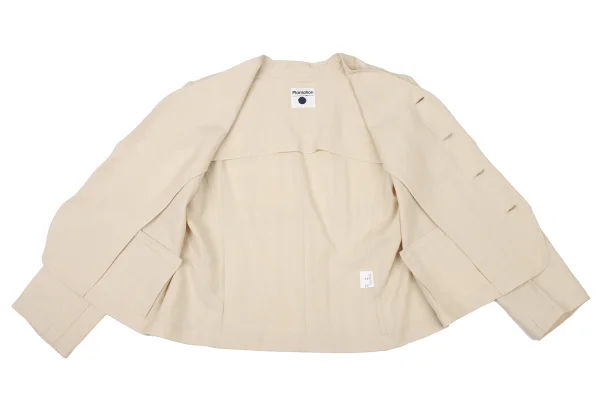 Plantation Cotton Linen V Neck Jacket K-174415_011