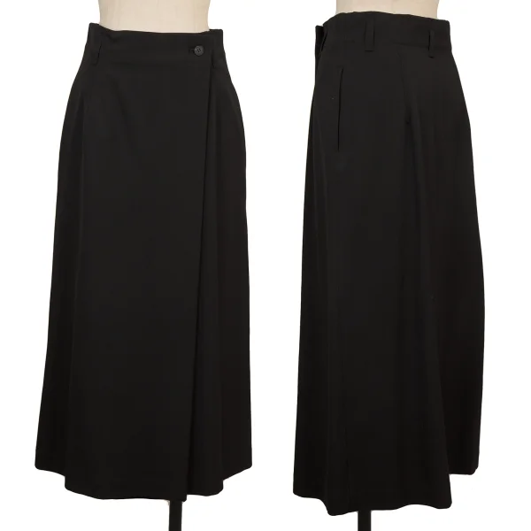Plantation Wool Gabardine Half Wrap Design Skirt Black M K-174418_001