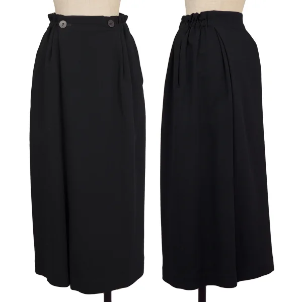 Plantation Wool Side Waist Gather Design Skirt Navy M K-174422_001