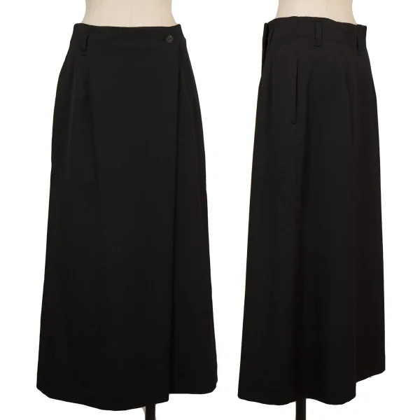 Plantation Wool Gabardine Half wrap Design Skirt Black L K-174423_001