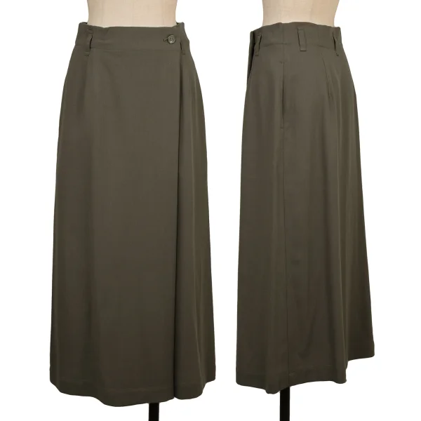 Plantation Wool Blend Half Wrap Design Skirt Khaki M K-174424_001