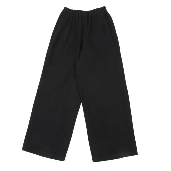 Plantation Ribbed Cotton Design Wide Pants Black M K-174426_001