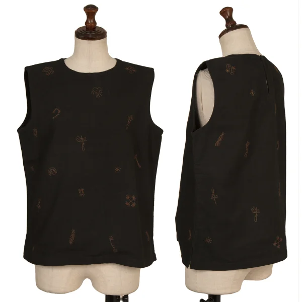 ASHA BY MDS Graphic Embroidered Sleeveless Top Black S-M K-174430_001