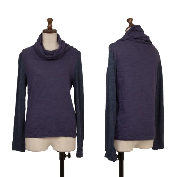 JUNYA WATANABE COMME des GARCONS Wool Switching Bicolor Turtleneck Knit Top Purple S K-174432_001