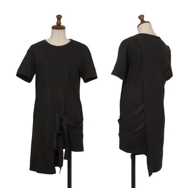 B Yohji Yamamoto Belted Asymmetric Wrap T-Shirt Black 2 K-174434_001