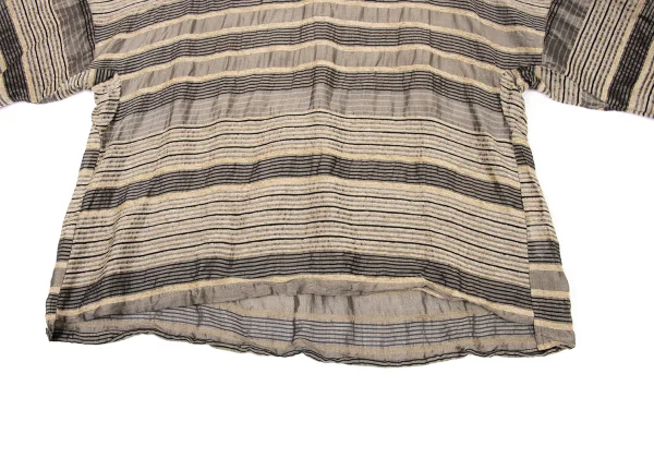 ISSEY MIYAKE HaaT Pile Striped Jacquard Back Button Blouse K-174438_005