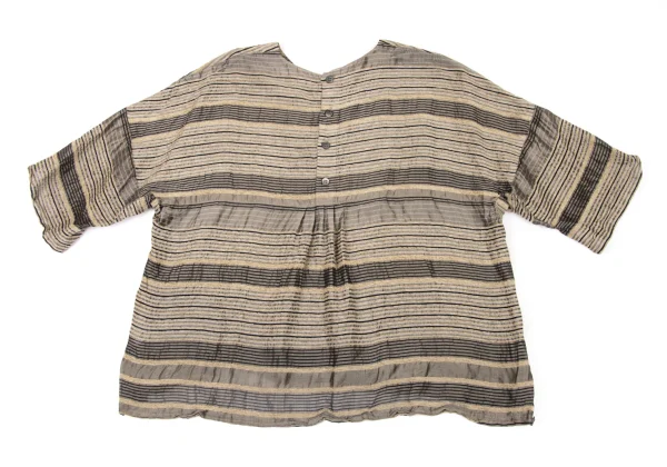 ISSEY MIYAKE HaaT Pile Striped Jacquard Back Button Blouse K-174438_007