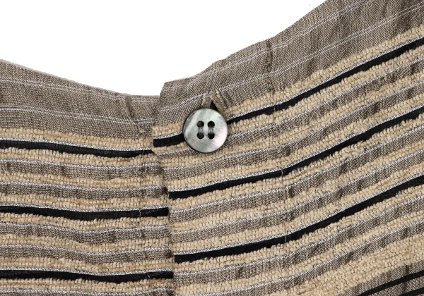 ISSEY MIYAKE HaaT Pile Striped Jacquard Back Button Blouse K-174438_008