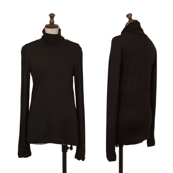 ISSEY MIYAKE HaaT Wool Nylon Turtleneck T Shirt Black 2 K-174439_001