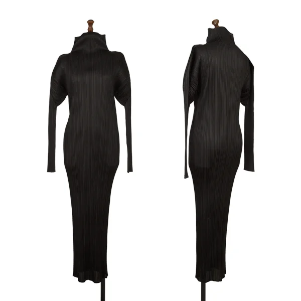 PLEATS PLEASE High-neck Long Dress Black 4 K-174447_001
