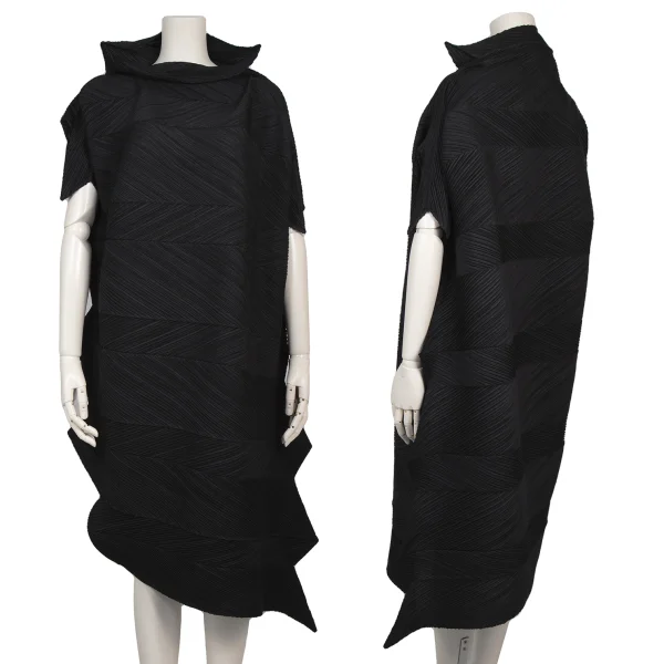ISSEY MIYAKE Pleated Zigzag Design Dress Black M K-174451_001