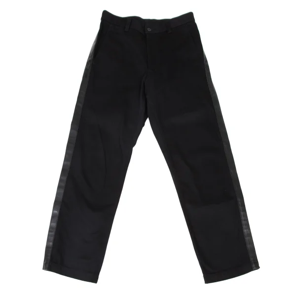 COMME des GARCONS HOMME PLUS Cotton Side Cowhide Switching Pants Black M K-174456_001