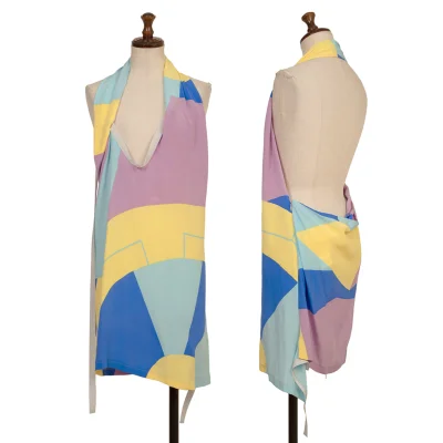 Yohji Yamamoto FEMME Multicolor Silk Halter Neck Top