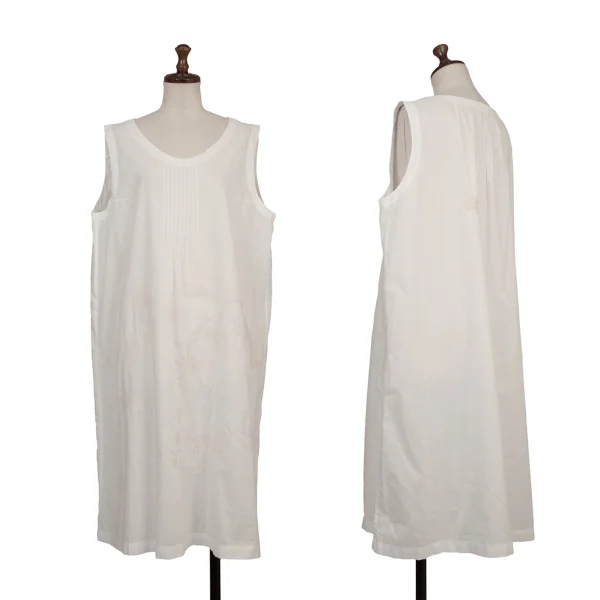 ISSEY MIYAKE HaaT Floral Embroidery Sleeveless Dress White,Beige 2 K-174460_001