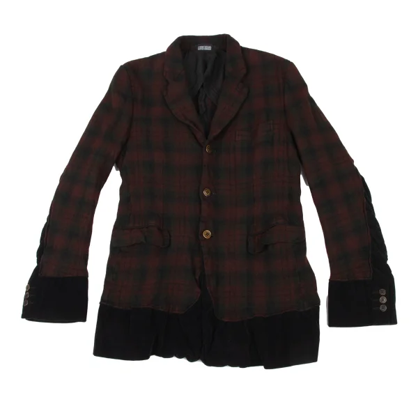 COMME des GARCONS HOMME PLUS EVER GREEN Dyed Switching Check Jacket Bordeaux,Green M K-174464_001
