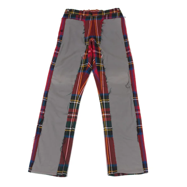 COMME des GARCONS HOMME PLUS Check Switching Docking Rock Pants Red,Grey,Multi-Color M K-174470_001
