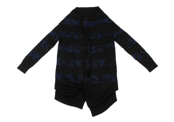 Y's Wool Acrylic Patterned Jacquard Knit Cardigan K-174486_002