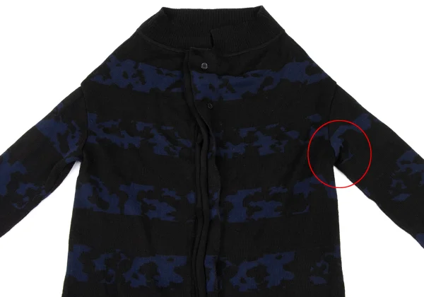 Y's Wool Acrylic Patterned Jacquard Knit Cardigan K-174486_003