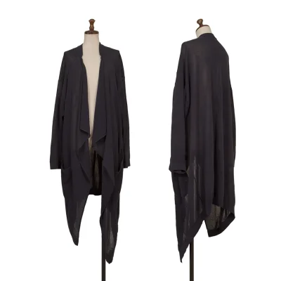 Y's Buttonless Draped Cotton Knit Long Cardigan