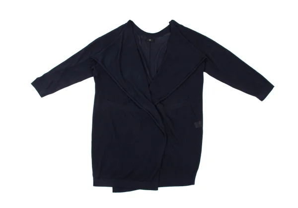 Y's Buttonless Draped Cotton Knit Long Cardigan K-174487_002