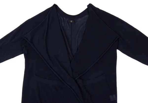 Y's Buttonless Draped Cotton Knit Long Cardigan K-174487_003