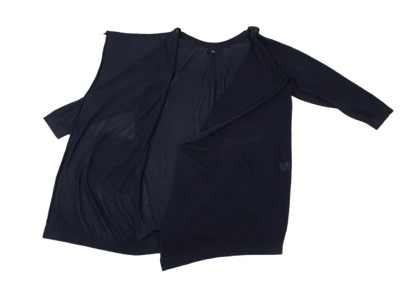 Y's Buttonless Draped Cotton Knit Long Cardigan K-174487_011