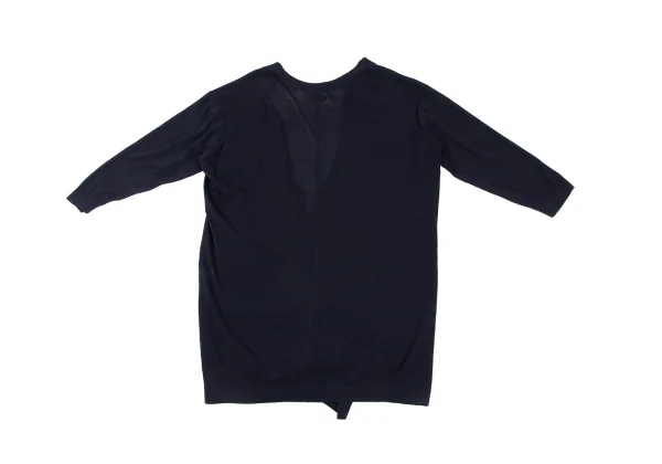 Y's Buttonless Draped Cotton Knit Long Cardigan K-174487_013