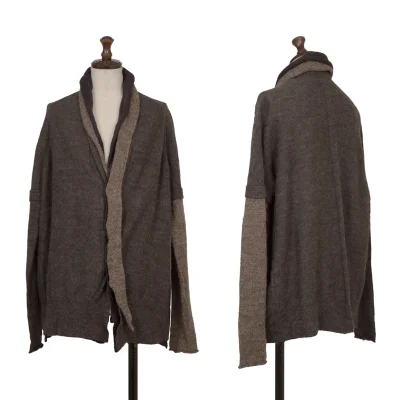 Y's Wool Alpaca Blend Faux Layered Knit Cardigan