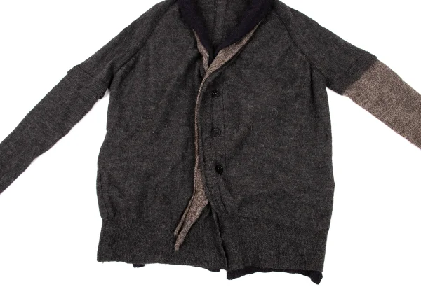 Y's Wool Alpaca Blend Faux Layered Knit Cardigan K-174488_010