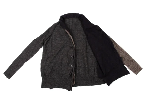 Y's Wool Alpaca Blend Faux Layered Knit Cardigan K-174488_012