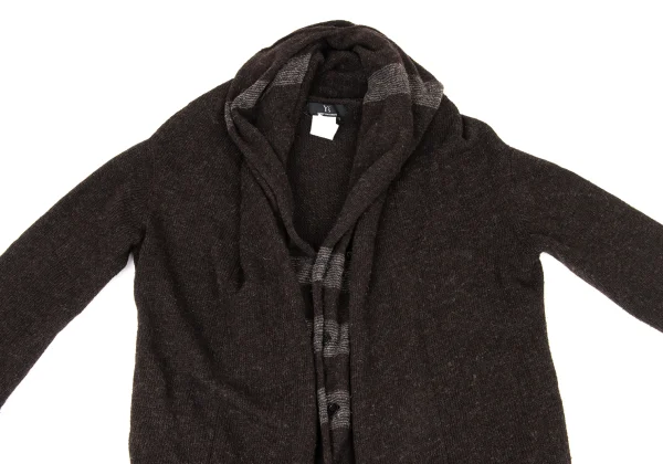 Y's Front Stripe Layered Wool Knit Cardigan K-174489_003