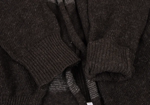 Y's Front Stripe Layered Wool Knit Cardigan K-174489_007