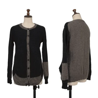 Y's Fold Over Layered Wool Knit Cardigan