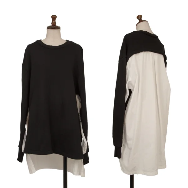 Y's Cotton Shirt Docking Sweat Black,White 2 K-174492_001