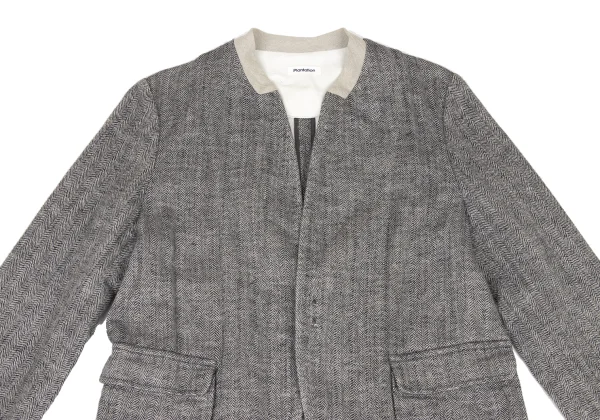 Plantation Cotton Linen Stand-collar Herringbone Jacket K-174494_003