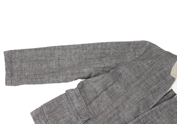 Plantation Cotton Linen Stand-collar Herringbone Jacket K-174494_005
