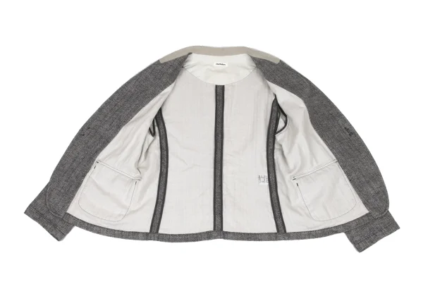 Plantation Cotton Linen Stand-collar Herringbone Jacket K-174494_012