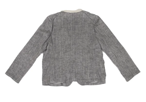 Plantation Cotton Linen Stand-collar Herringbone Jacket K-174494_013